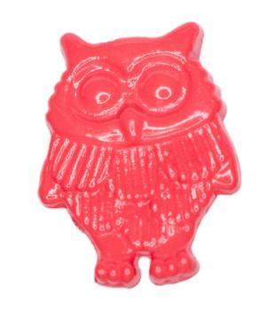 Kids button as owls made of plastic in red 17 mm 0,67 inch